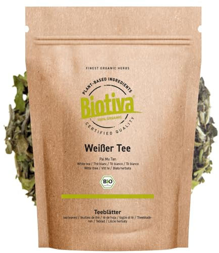 Biotiva White tea Pai Mu Tan organic 100g - handpicked - Soft, fragrant and aromatic - Fairbiotea certified - sustainable tea cultivation