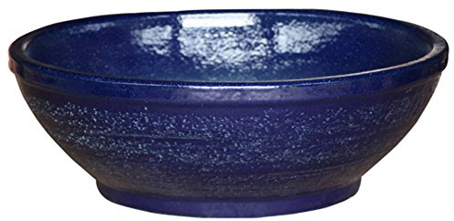K&K große Bonsaischale/Pflanzschale Flach 38x16 cm aus hochwertiger robuster Keramik Outdoor frostbeständig (blau)