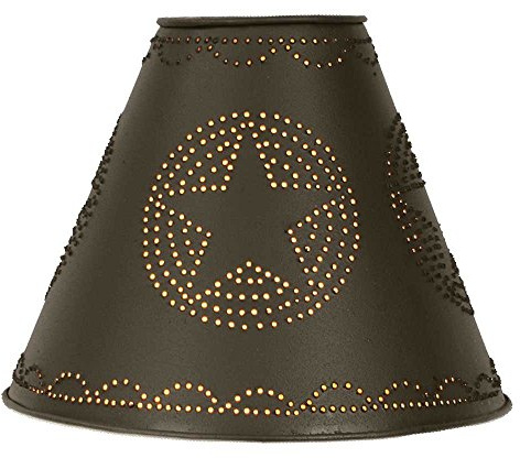 4 x 10 x 8 Punched Tin Star Lamp Shade in Rustic Brown