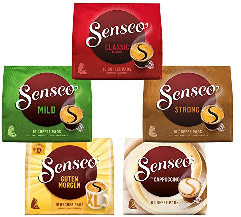 Senseo Pads, Probierbox mit 5 Sorten, 66 Kaffeepads, 5er Vielfaltspaket