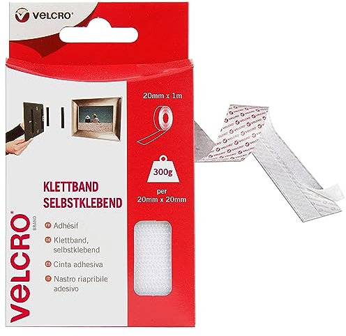 Velcro EC60210 Nastro, 20 mm x 1 m, Bianco