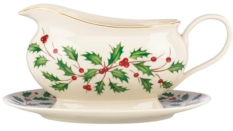 Lenox 843318 Holiday Gravy Boat and Stand, Christmas Hosting