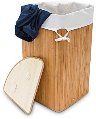 Relaxdays cesto Colada de bambú, Plegable, para Ropa Sucia, Triangular, 64 L, HxLxP 65 x 49,5 x 37 cm, Natural