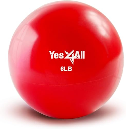Yes4All K7HC Toning Ball Weich gewichtet, 2.7 kg Rot einzeln Krafttraining Gewichte & Zubehör Medizinbälle für Pilates, Yoga, Fitness
