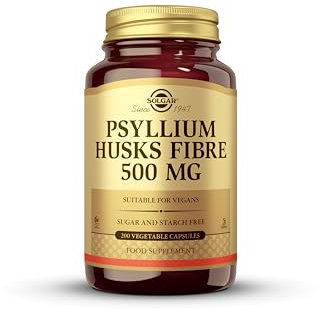 Solgar Psyllium Husks Fibre 500 Mg Vegetable Capsules - Pack Of 200 - High In Soluble Fibre - Vegan