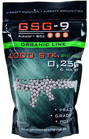 0,25g GSG-9 6mm BIO BBs 4.000 Stk Softairkugeln 0,25 BB Kugeln gratfrei polierte Airsoftkugeln Kugeln Softair Munition Airsoft BBs Airsoft Munition BBs für Luftpistole Luftgewehr Softairwaffe Airsoftpistole Softairgewehr