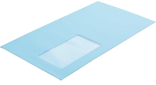 Farbige Briefumschläge DIN C6/5, 114 x 229 mm, mit Fenster, 100 Stück, Blau