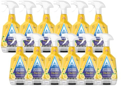 Astonish Kitchen Cleaner, Vegan and Cruelty Free and Blended with Natural Oils, Zesty Lemon, 12 x 750ml