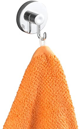 Wenko Vacuum-Loc® Set di 4 Ganci da Parete per Asciugamani e Accessori, Fissaggio sottovuoto Senza Fori, per Cucina, Bagno e casa, plastica cromata, 6 x 6,7 x 5 cm