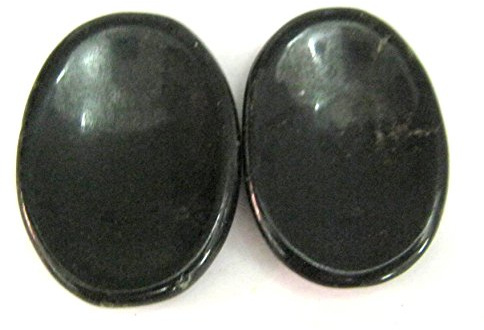 Kraftvoller Satz von zwei schwarzen Turmalin-Sorgensteinen, Kristallheilungsgeschenk, Daumensteinen, Edelstein der psychischen Energie, Reiki, Feng Shui