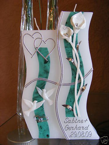 Hochzeitskerze Welle 230/150/40 mm inkl. Beschriftung H-19
