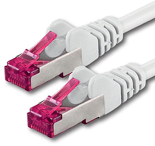 1aTTack.de 5m - blanc - 1 pièce - câble réseau CAT6a (10Gb/s) S-FTP CAT 6a Lankacable - certifié GHMT PIMF 500 MHz Cat5 Cat5e Cat6 Cat6a Cat7 pour switch, routeur, modem, Internet