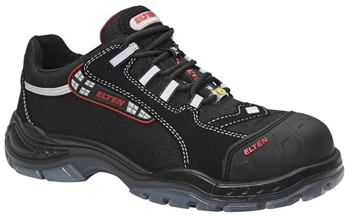 ELTEN Sicherheitsschuhe SENEX Pro ESD S3, Damen und Herren, Textil, Kunststoffkappe (leichter als Stahlkappe), leicht, sportlich, Schwarz/Rot, Größe: 42