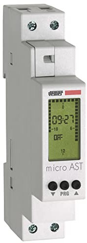 VEMER VE762300 Micro AST Digitale Astro Zeitschaltuhr, Astronomischer Zeitschalter, Montage Hutschiene, Weiß, 1 DIN-Modul