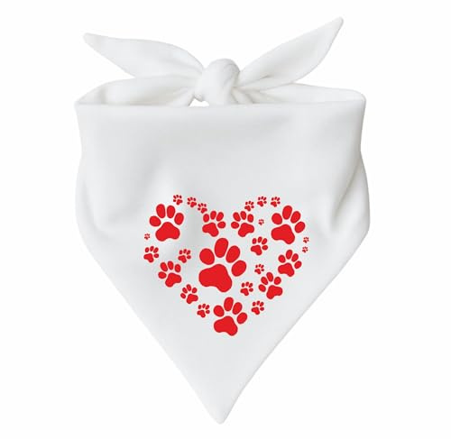 Hunde Dreiecks Halstuch (Fb: Weiss) (Gr. 1 (55 cm)) Herz aus Pfoten