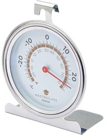 MasterClass Fridge Thermometer, Large Freezer Thermometer, Stainless Steel, 10 cm, Silver