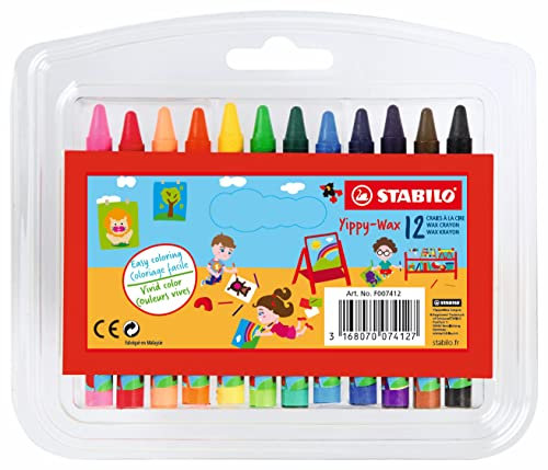 STABILO - Wachsmalstift - yippy-wax - 12er Box - mit 12 verschiedenen Farben