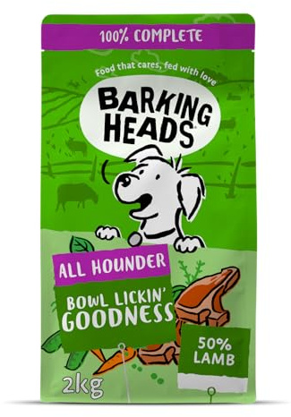 Barking Heads komplett torr hundmat 2 kg – vuxen All Hounder Bowl Lickin' godhet lamm – naturlig immunitet och vitalitet – veterinärgodkänd