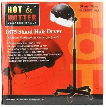 Hot & Hotter Professional Turbo 2000 Ceramic Stand Dryer #5825,Adjustable bonnet, removable air filter, filter, diffuser, salon, air vents, professional salon tool