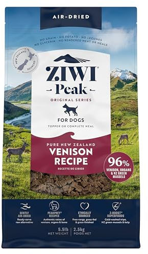 ZIWI Peak Dry Dog Food (Air-Dried) - Complete Grain Free Dog Food Dry - Raw Alternative & Toppers for Puppy/Adult/Senior - New Zealand Venison Recipe - 2.5kg