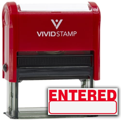 Basic Entered Self Inking Rubber Stamp (Red Ink) - Medium