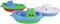 Lena 65470 - Wasserspaß Boote, 3er Set, Badeboote aus Kunststoff, Wasserspielzeugset für Kleinkinder ab 1 Jahr, 3 schwimmende Spielzeugboote mit Anhängekupplung, für Badewanne, Pool und Sandkasten