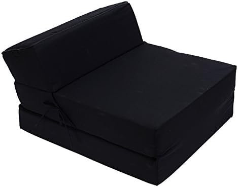 Best For Kids Kindersessel für Spielen, Schlafen und Sitzen, verstellbar, hochwertig, 3-in-1, mit Matratze (Schwarz, 60x160x12)