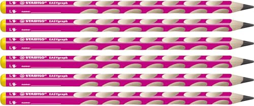 STABILO - Ergonomischer Dreikant-Bleistift für Linkshänder - EASYgraph | pink, 6er Pack, Härtegrad HB