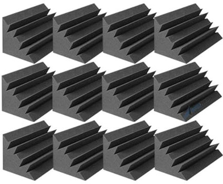 Arrowzoom 12 Akustikschaumstoff Fliesen Lang Bassfallen Bass Traps 12x12x24cm Dämmung Wanddeko Noppenschaumstoff Breitbandabsorber Breitband Absorber Aufnahmestudio Weichschaumstoff Schwarz 1133