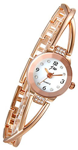 LANCARDO Damenuhren Glänzende Armbanduhren Damen: Volldiamant Analoge Quarzuhr mit Arabischen Zifferblatt Kreuzgurt Armband Uhr Armreif Geschenke für Frauen