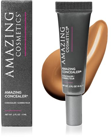 AmazingCosmetics AMAZINGCONCEALER, full coverage long wear concealer makeup for undereye dark circles, acne, blemishes and mature skin, color correcting shades, natural finish