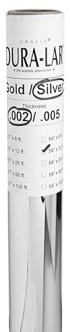 Grafix Dura-Lar 0.002 Film, Silver 54x12', Opaque Silver Dura-Lar is a Polyester Film with a Silver Aluminum Coating on The Surface. Creates The Perfect Mirror-Like Finish.