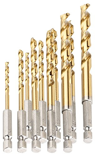 AGT Bohrer für Bitaufnahme: HSS-Bohrer-Set für Akkuschrauber, Titan-beschichtet, 3-8 mm, 10 Stk (Akkuschrauber mit Bitaufnahme, Set mit, Akku)