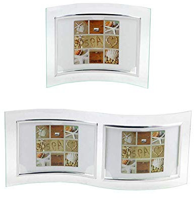 Ideal Verona Glas Bilderrahmen 10x15 cm 13x18 cm 15x20 cm Bilder gebogen Foto Rahmen: Farbe: Silber Quer | Format: 13x18