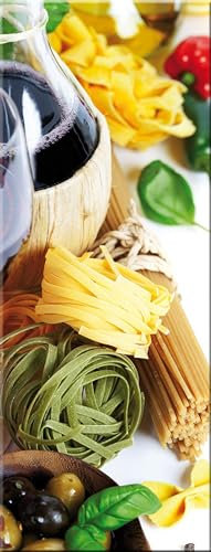 artissimo, Glasbild, 30x80cm, AG9405A, Bella Italia II, Küchenbild hochkant, Pasta, Bild aus Glas, moderne Wanddekoration aus Glas, Wandbild Wohnzimmer modern