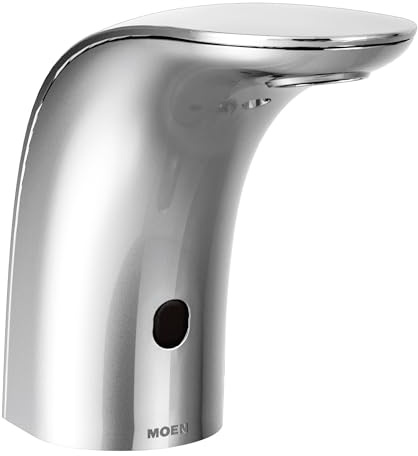 Moen 8553 M-Power Commercial Touchless Hands-Free Sensor Operated Single Mount Lavatory Battery Powered Non Mixing Faucet, Chrome