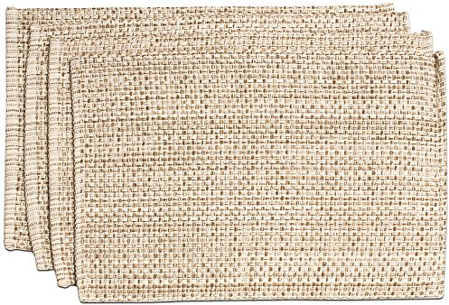 Sweet Home Collection 100% Cotton Placemats for Dining Room Rectangle Two Tone Woven Fabric 13 x 19 Soft Durable Table Mat Set, Set of 4, Eggshell