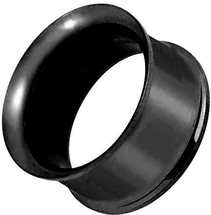 Piersando Flesh Tunnel Ohr Plug Piercing Double Flared ohne Gewinde Edelstahl Ohrtunnel Farbige Ohrpiercing 14mm Schwarz Metallic