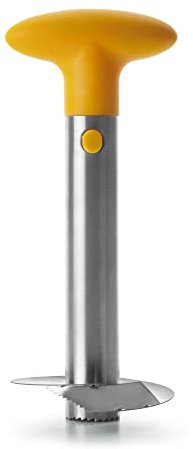 IBILI Cortador de piña DE 9,7 cm de Acero Inoxidable y plástico, Plateado/Naranja, 9.7 x 9.7 x 25 cm