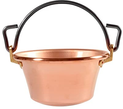 HOME-Paiolo in Rame 22 cm con Manico ad Arco - Utensile da Cucina Tradizionale