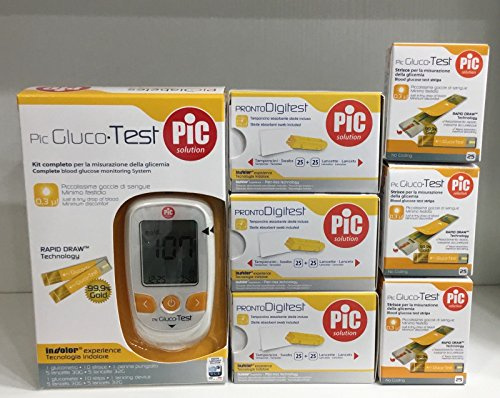 PIC GLUCO TEST - 85 Strisce per il controllo della glicemia + 80 lancette