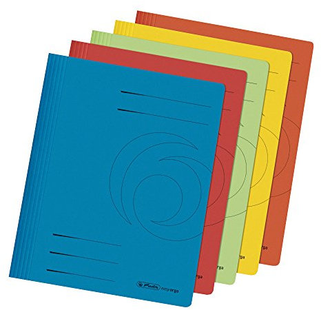 Herlitz 11083342 Schnellhefter A4, kaufmännische- und Behördenheftung, Manila-Karton, 5 Stück, farbig sortiert