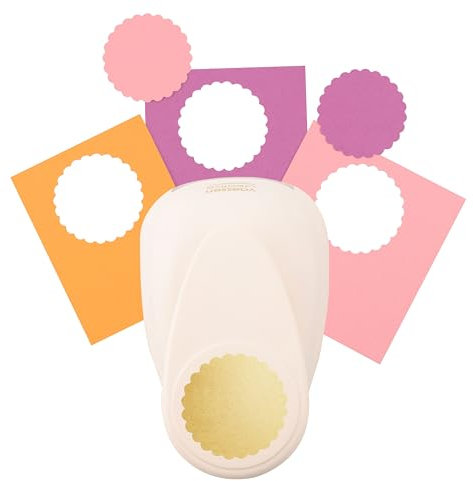 Vaessen Creative Motivstanzer Kreis mit Zierrand, XL, Jumbo Stanzer, Großer Motivlocher aus Metall und Plastik, Ausgestanztes Motiv Ø50,2 mm, zum Basteln mit Papier, Lila