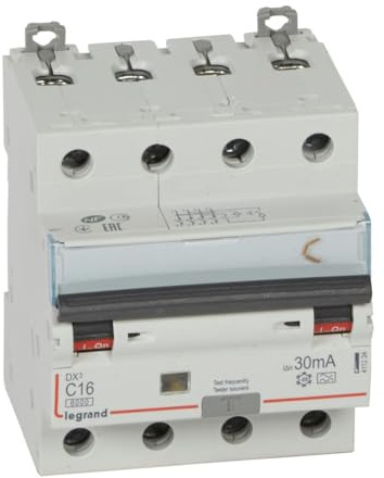 LEGRAND, DX3 FI/LS-Schalter C-Charakteristik, 16A, 4-polig, 6kA, 30mA, Typ A, 400VAC, 4 Teilungseinheiten, 411234
