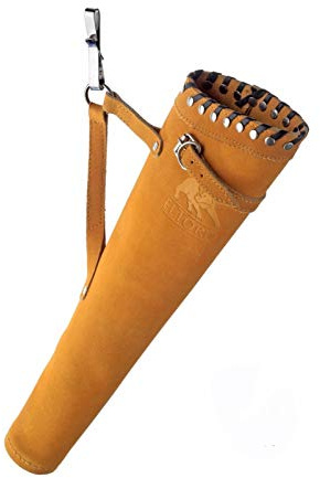 elToro Seitenköcher Deluxe – genietet – eleganter Wildleder-Köcher für Bogenschützen – robuste Nietenoptik, 50 cm Länge, 14 cm Durchmesser – ideal für Recurve- & Langbogen