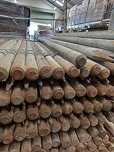 F&G Supplies Round Fence Posts | 1.8m (6ft) x 50mm | 5 Pack | Pressure Treated Wooden Stakes