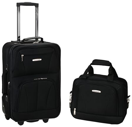 Rockland Fashion Softside Upright Luggage Set, Expandable, Black, 2-Piece (14/19)