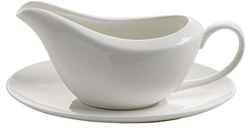 Maxwell & Williams JX58260 White Basics - Salsera con Plato (260 ml, en Caja de Regalo), Color Blanco