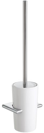 TATAY Escobilla WC Ronda Cerámica Resistente Instalación en Pared | Escobilla WC | Medidas 9,5x8,5x37 cm | Detalles de Zamak | 100% Inoxidable | Tornillos Incluidos | Escobillas de Baño, Blanco