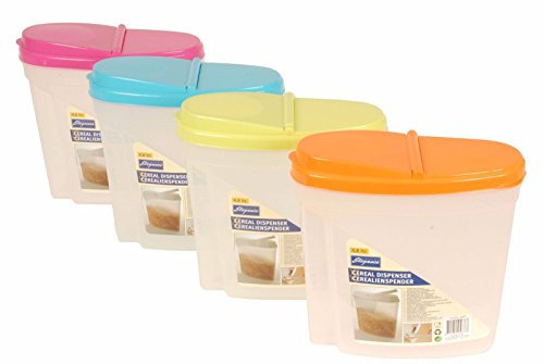 bs 4 x 4.8L Plastic Dry Food Storage Containers Cereal Dispenser